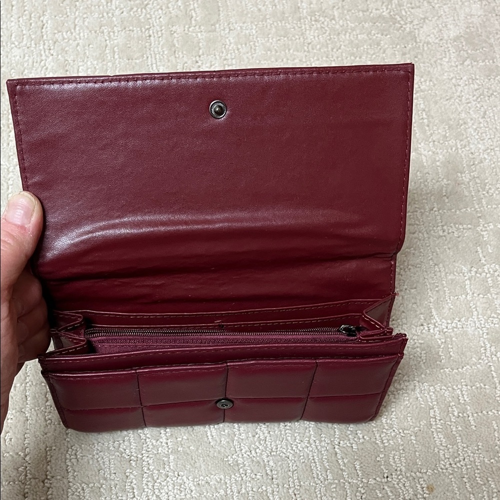 Poppy Grey Maroon Quilted Wallet - Picture 3 of 3